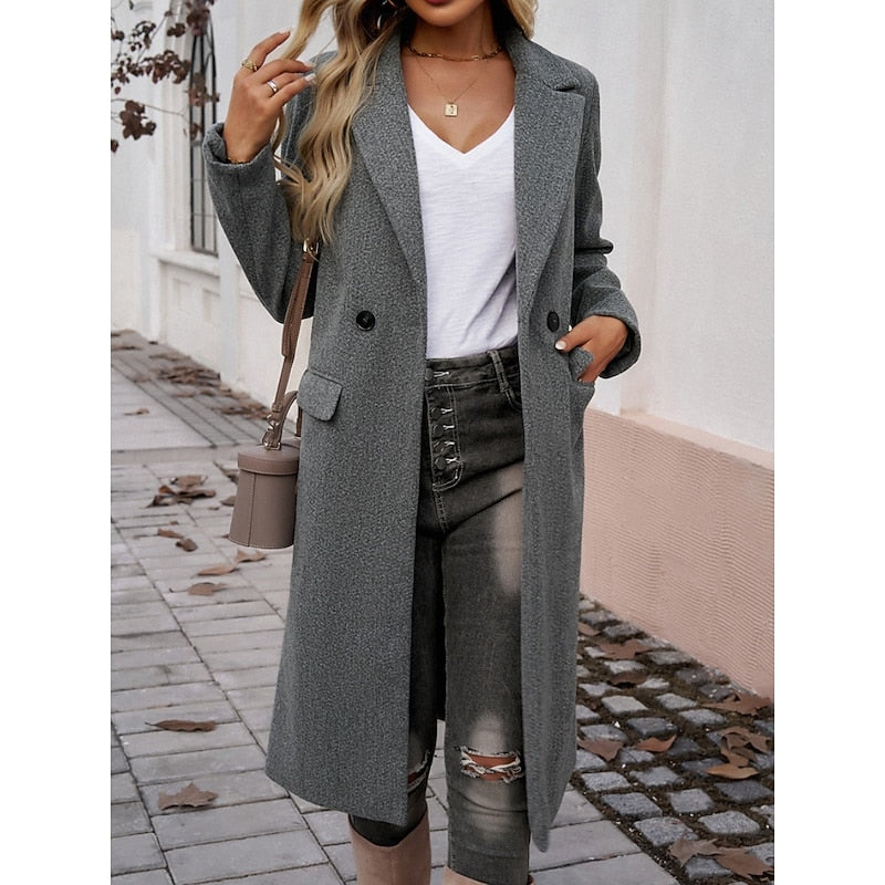 Turndown-Collar Longline Winter Coat with Single-Button Front – view 2