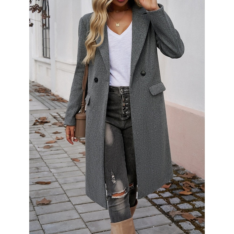 Turndown-Collar Longline Winter Coat with Single-Button Front – view 3