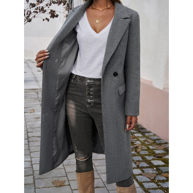 Turndown-Collar Longline Winter Coat with Single-Button Front – view 4