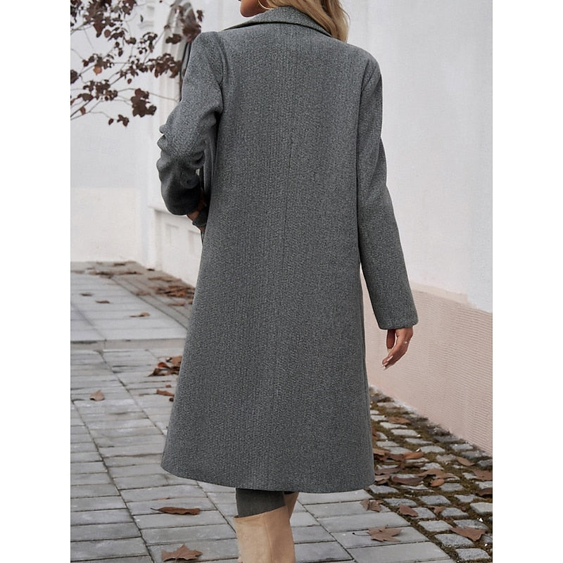 Turndown-Collar Longline Winter Coat with Single-Button Front – view 5