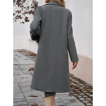 Turndown-Collar Longline Winter Coat with Single-Button Front – view 5