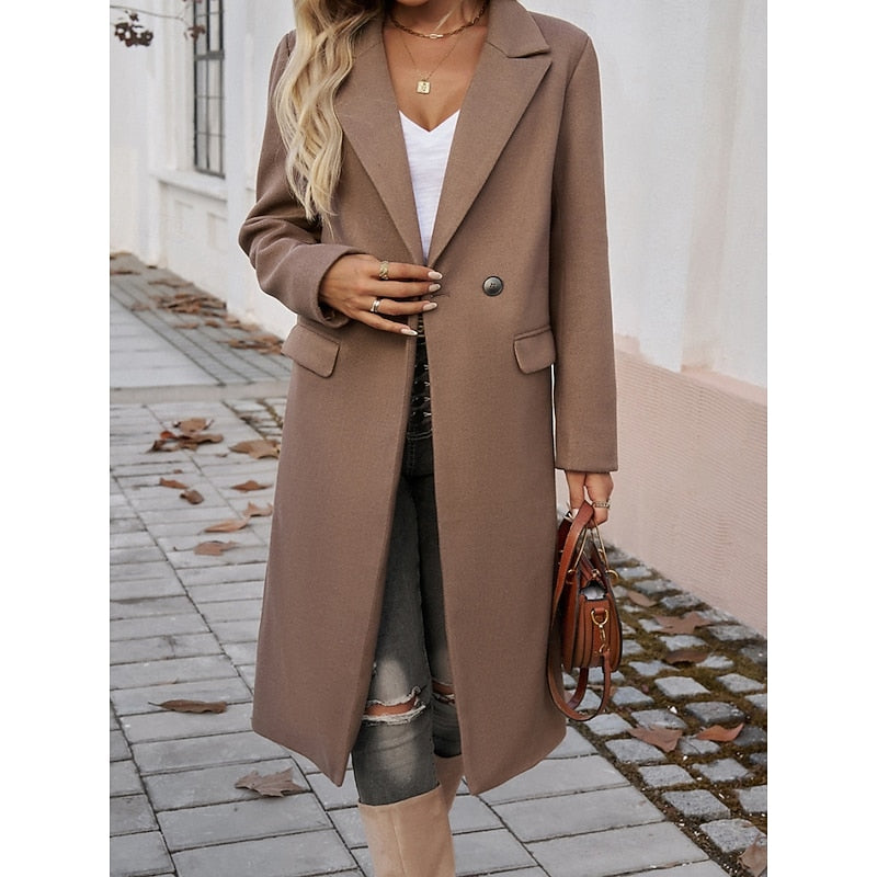 Turndown-Collar Longline Winter Coat with Single-Button Front – view 6