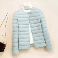 Savannah | Women's Lightweight Quilted Down Jacket with Round Neck Snap Front