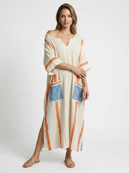Women's green V-Neck Boho Maxi Dress