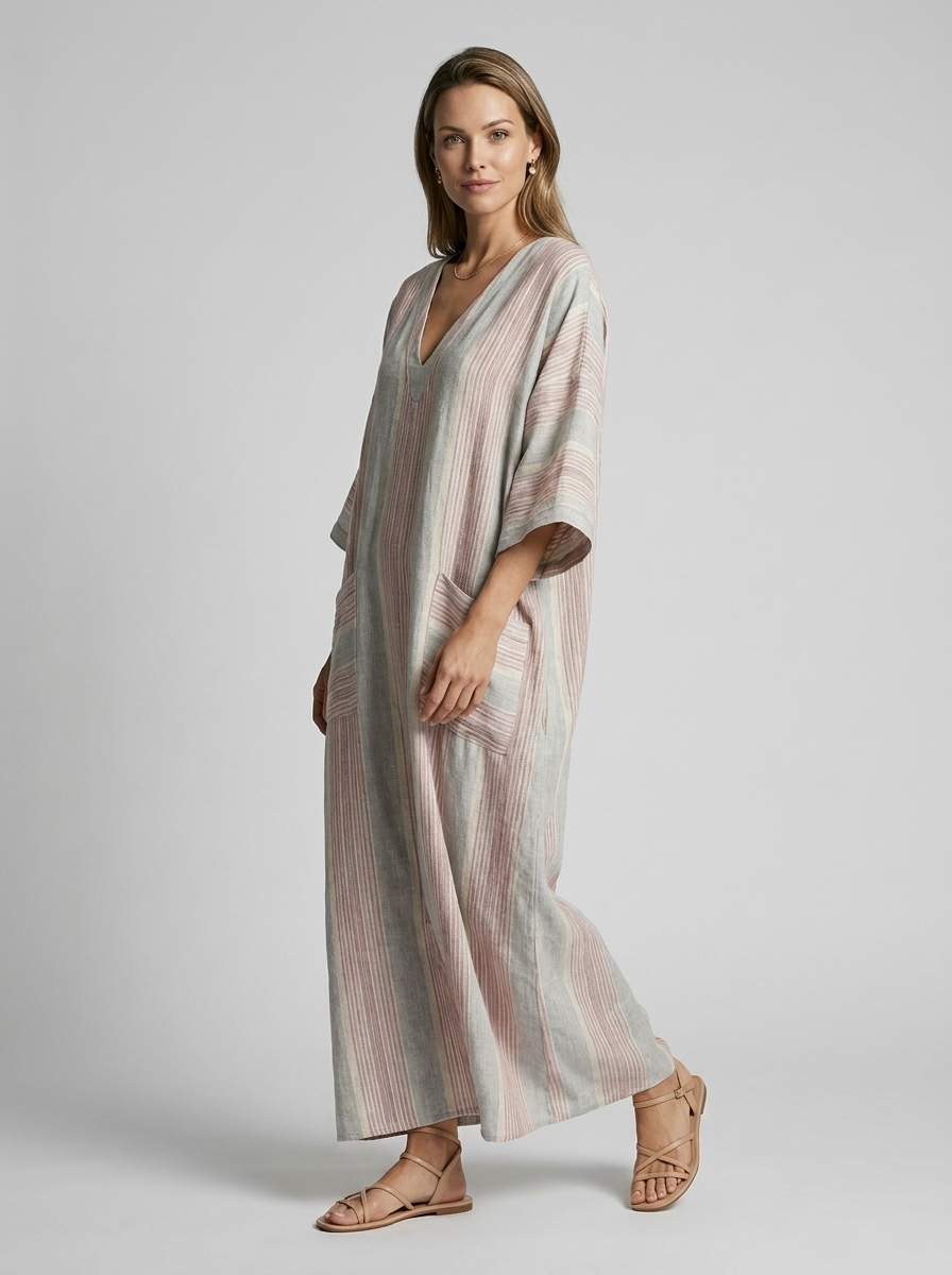 Women's green V-Neck Boho Maxi Dress