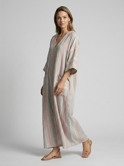 Women's green V-Neck Boho Maxi Dress