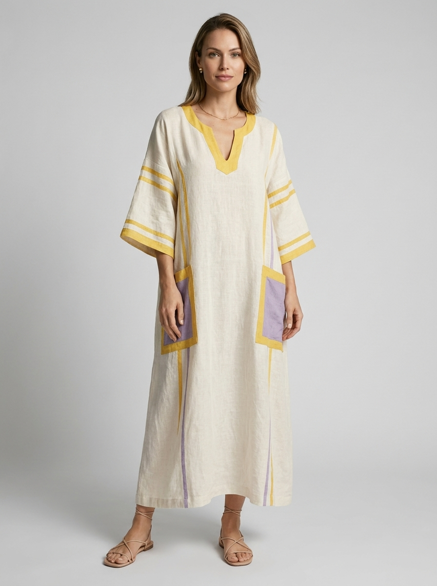 Women's green V-Neck Boho Maxi Dress