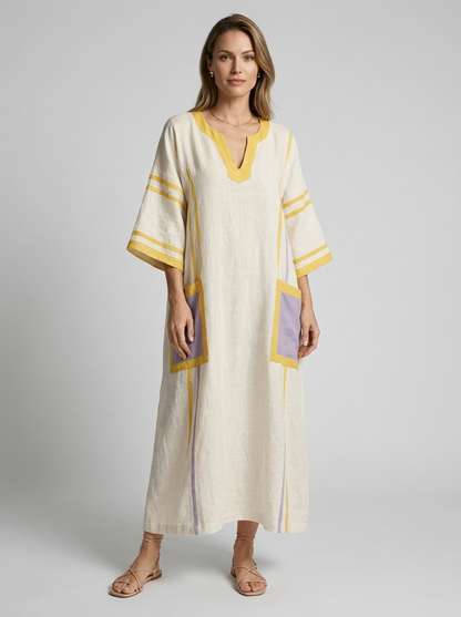 Women's green V-Neck Boho Maxi Dress