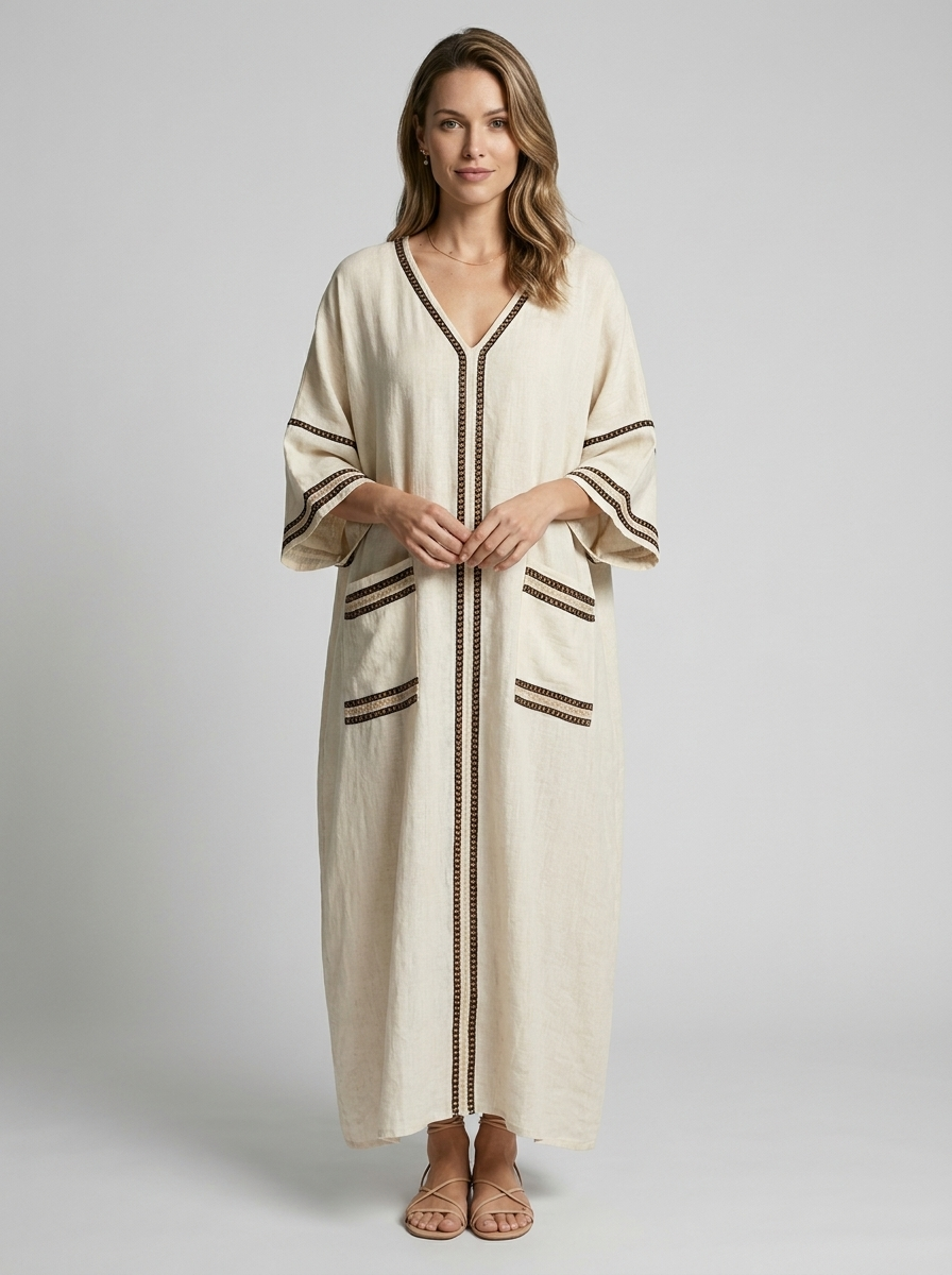 Women's green V-Neck Boho Maxi Dress