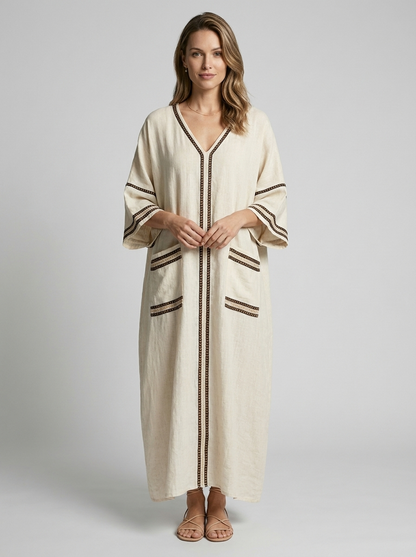 Women's green V-Neck Boho Maxi Dress
