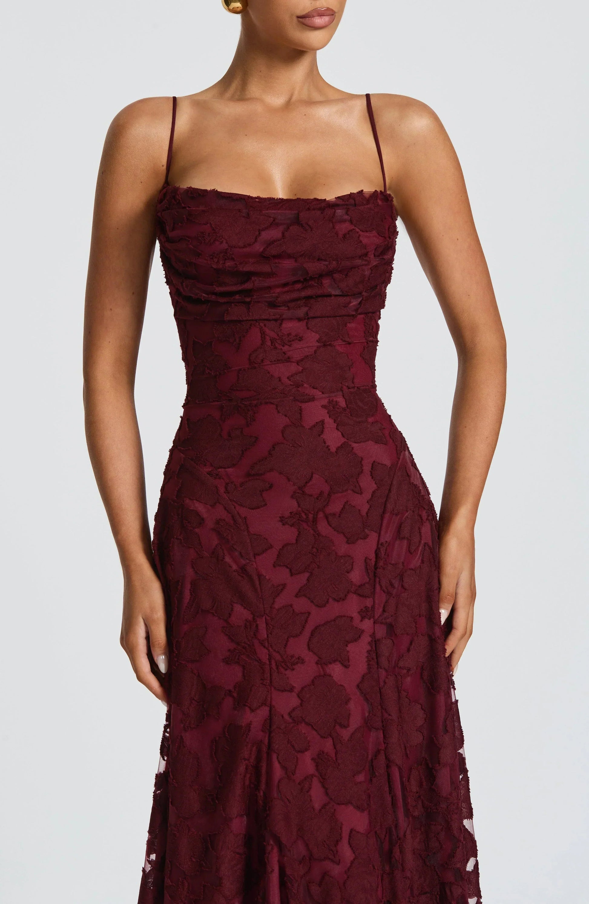 Draped Elegant Maxi Dress for Evening Occasions