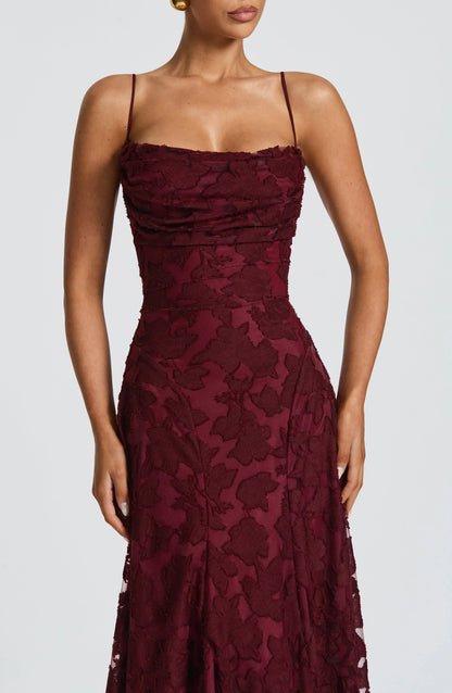 Draped Elegant Maxi Dress for Evening Occasions