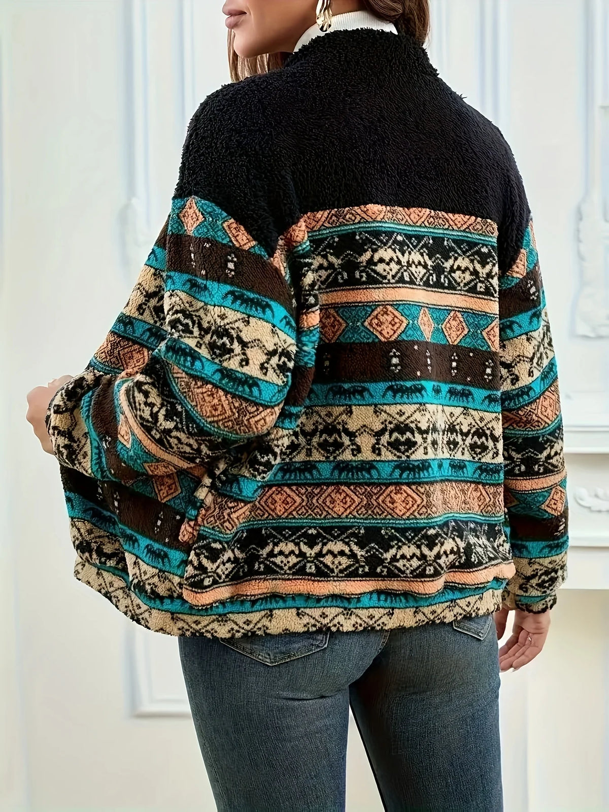 Women's Patterned Zip Jacket, Fall Layering Piece