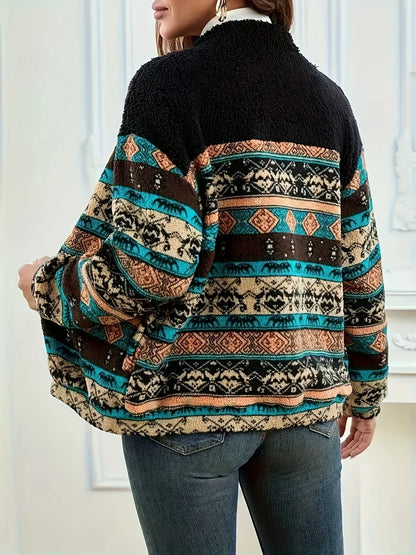 Women's Patterned Zip Jacket, Fall Layering Piece