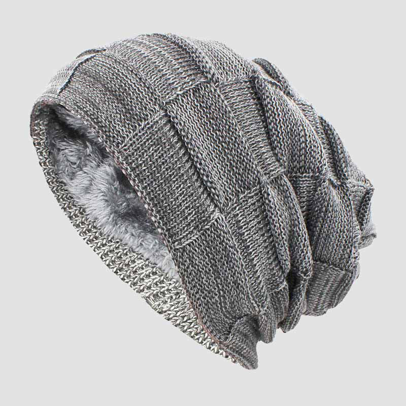 Gray Slouchy Cotton Blend Fall Knit Beanie