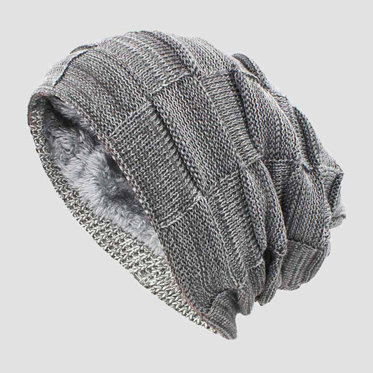 Gray Slouchy Cotton Blend Fall Knit Beanie