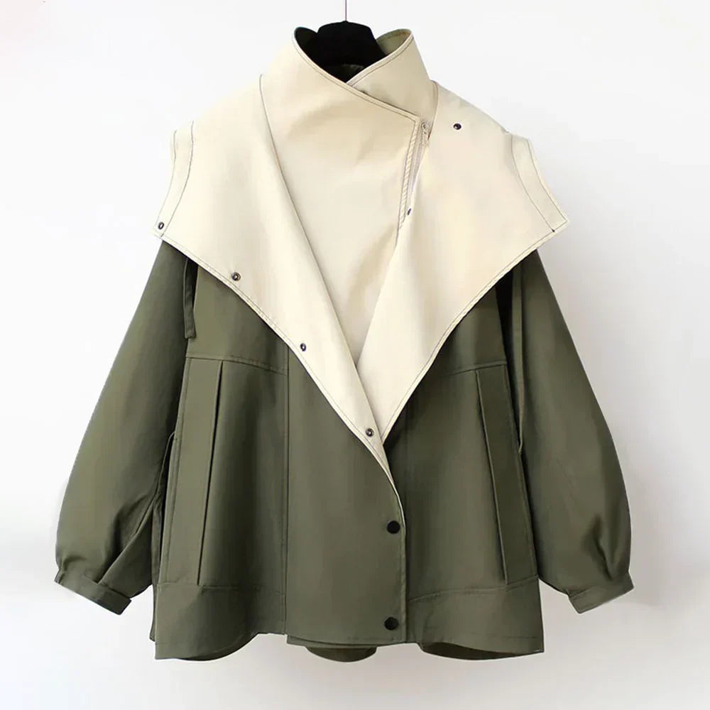 Green Hooded Oversized Trench Coat