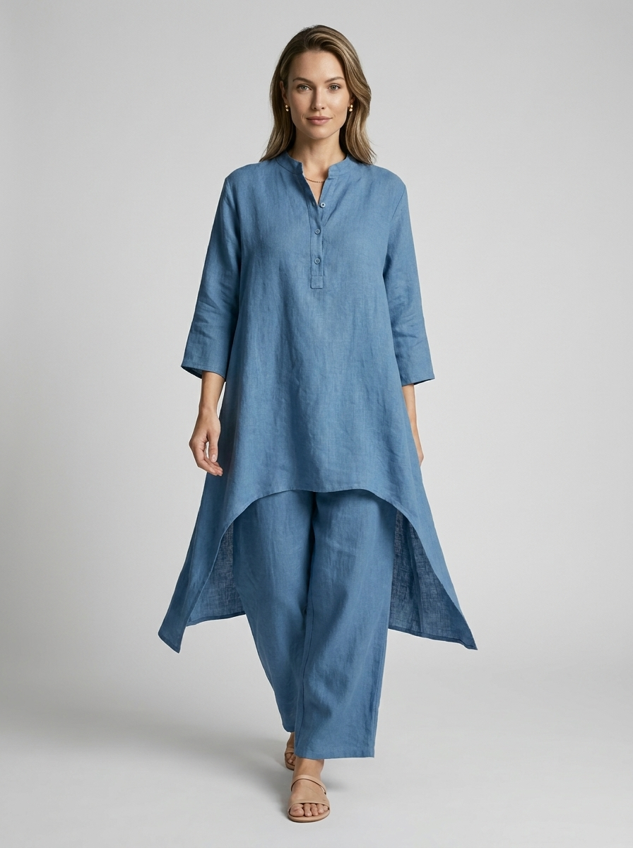 Women's white Tunic and Pants Matching Set