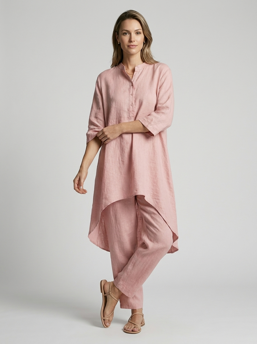Women's white Tunic and Pants Matching Set