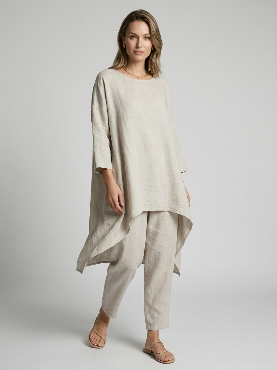 Women's white Tunic and Pants Matching Set