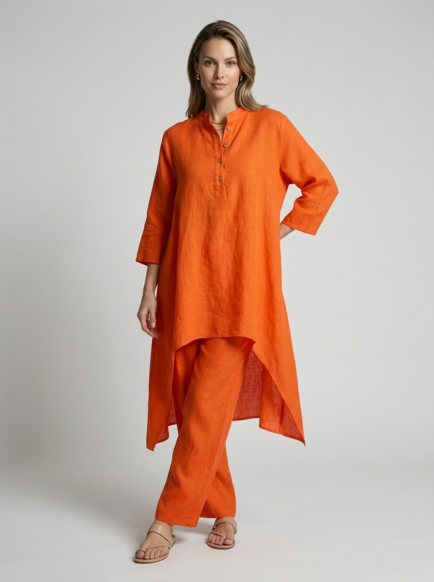 Women's white Tunic and Pants Matching Set
