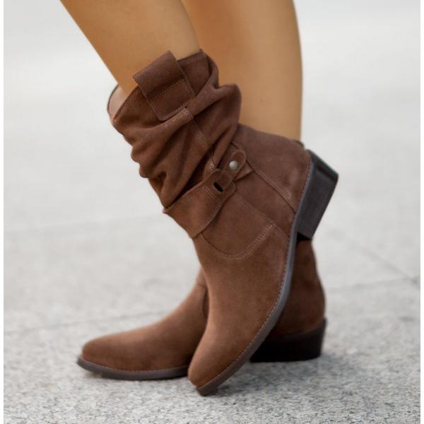 Arizona Brown Slouchy Block-Heel Mid-Calf Boots