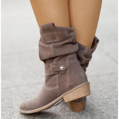 Slouchy Block-Heel Mid-Calf Boots – view 3