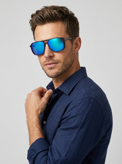 Men's black Polarized Aviator Sunglasses
