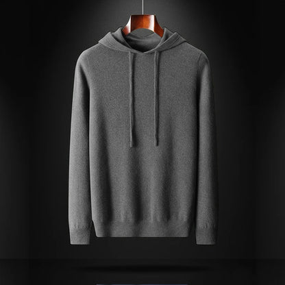 Dark gray merino wool hoodie