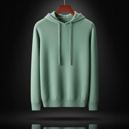Emerald green merino wool hoodie