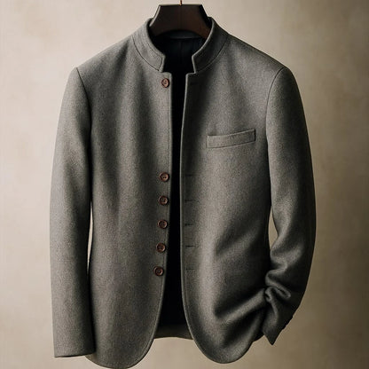 Hunter wool stand-collar jacket, front view