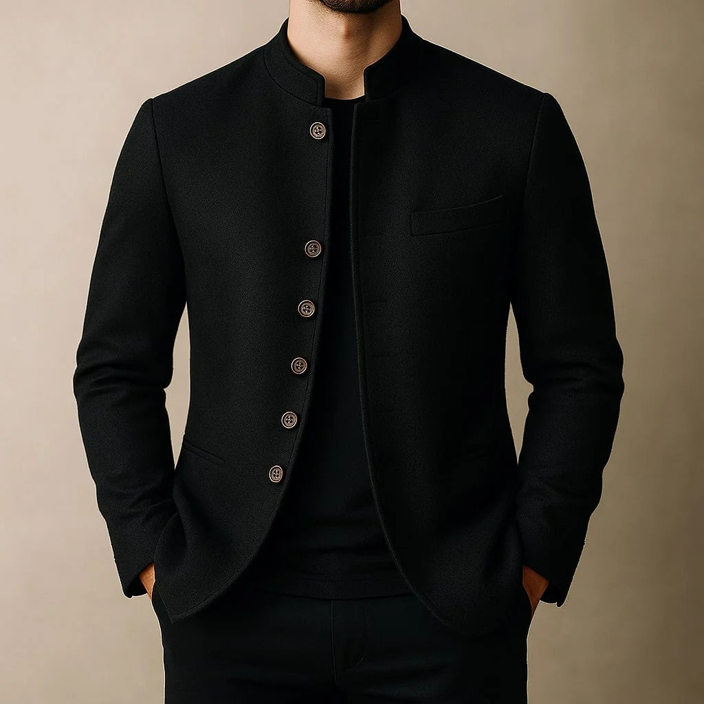 Hunter wool jacket, button front detail