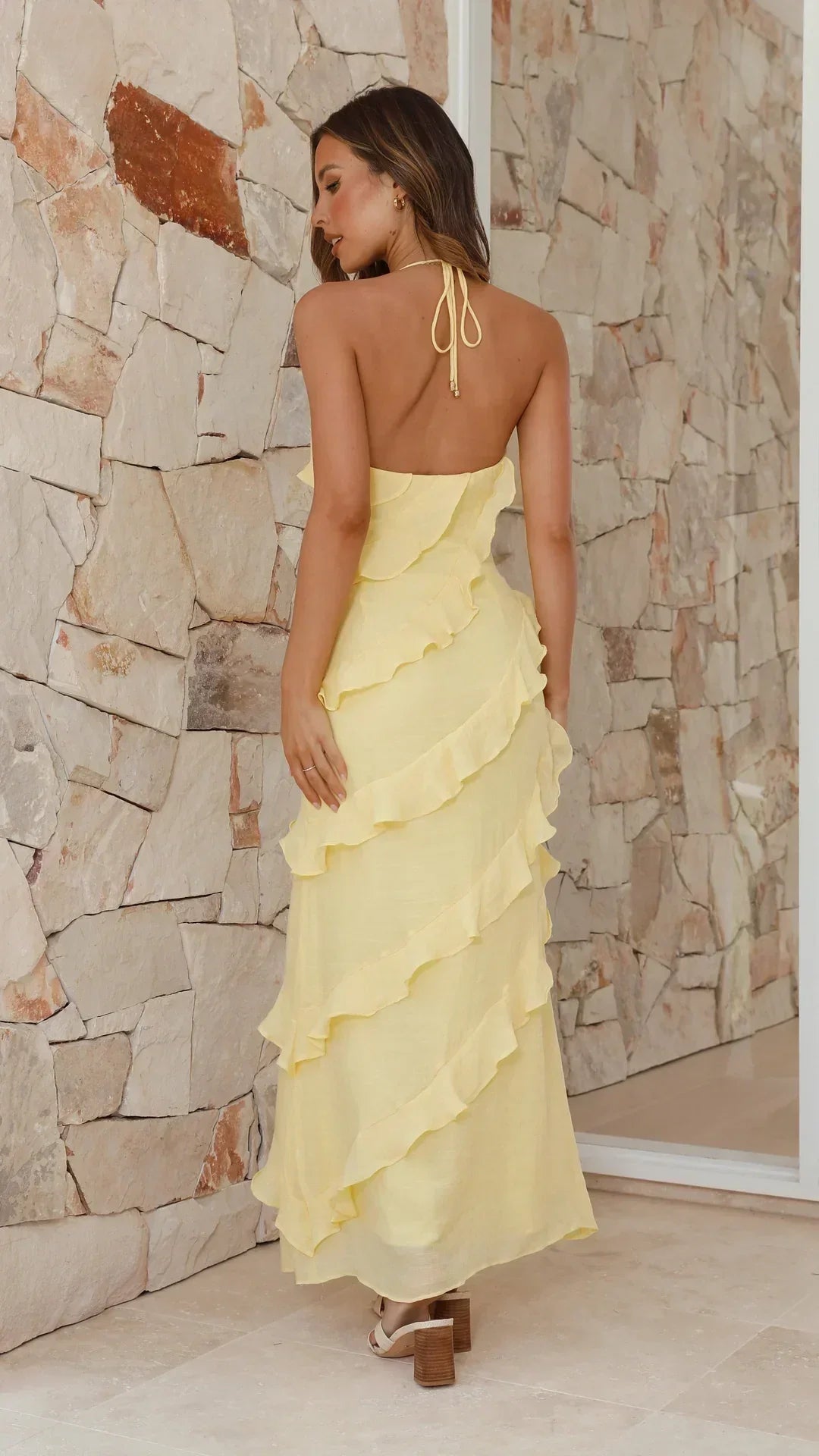Maxi Dress Floral Halter Neck A-Line Fit 1