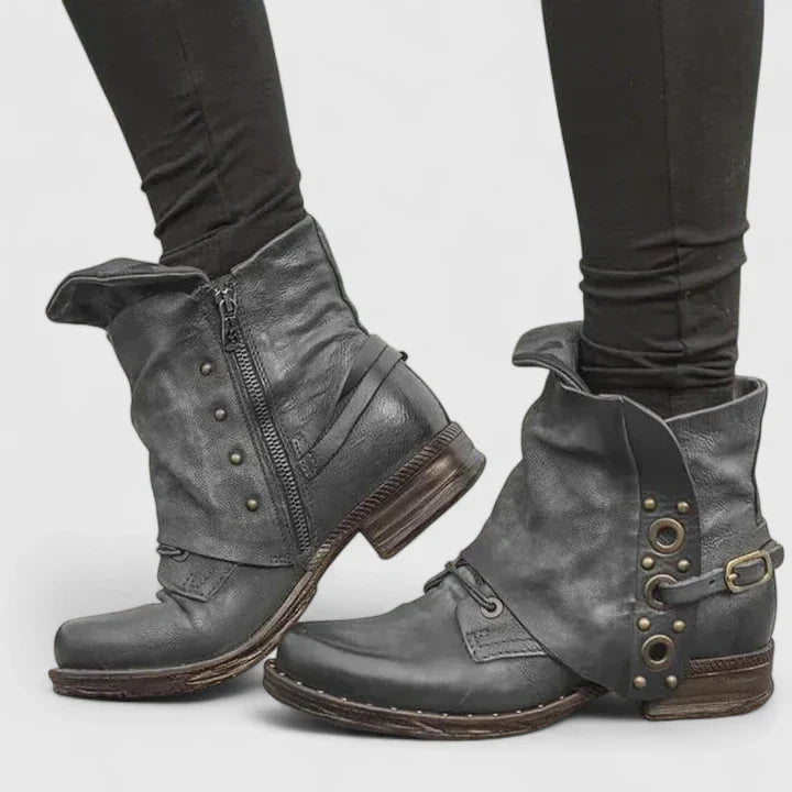 Women's cushioned comfort boots in gray
