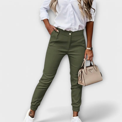 Women's stretch pants in army green