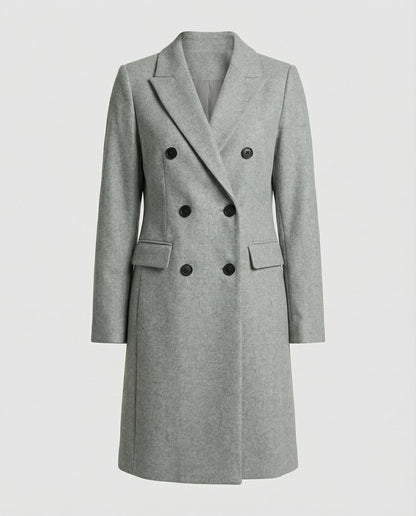 Gray Notch-Lapel Hooded Trench Coat