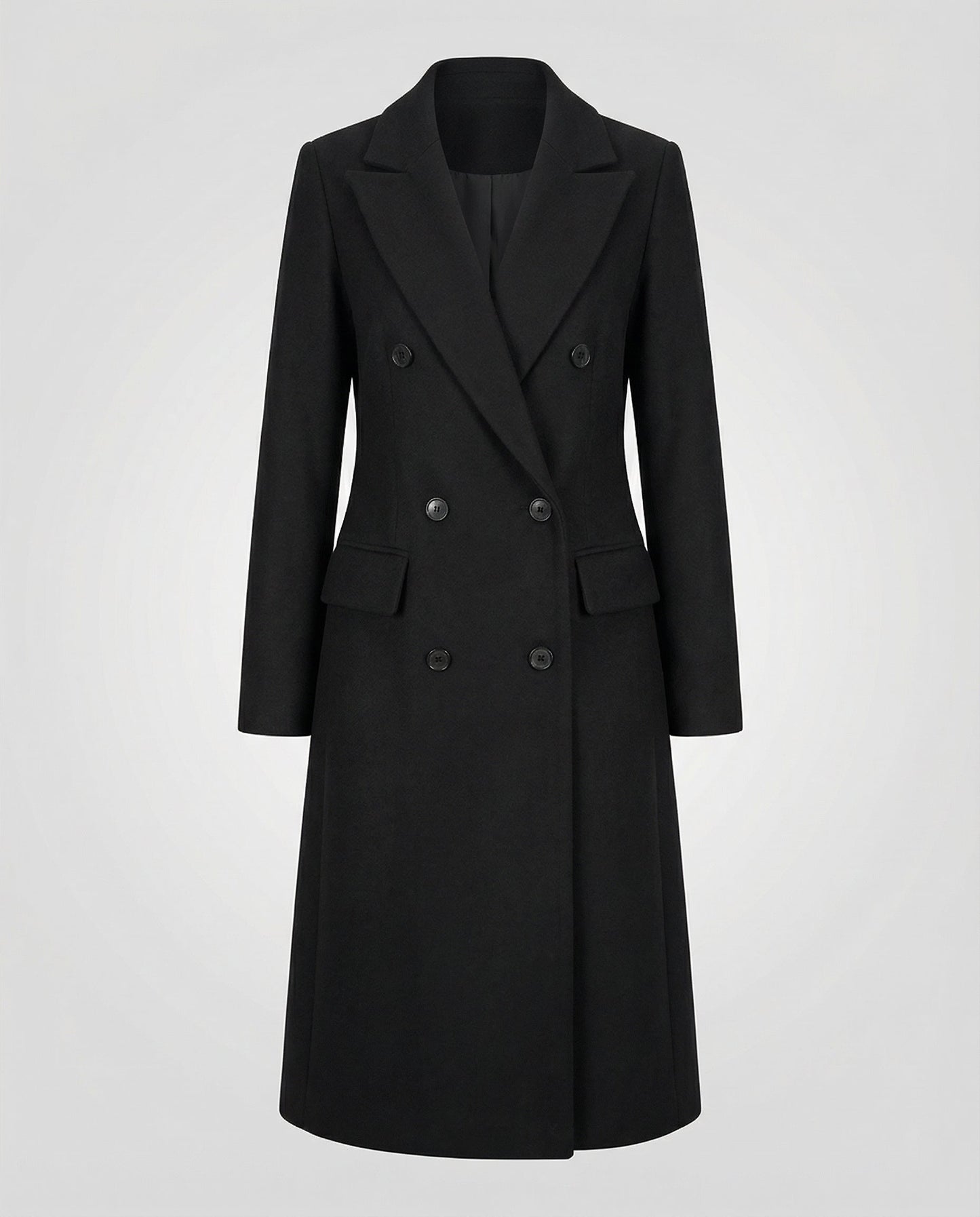 Black Notch-Lapel Hooded Trench Coat