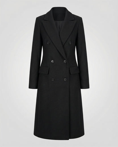 Black Notch-Lapel Hooded Trench Coat