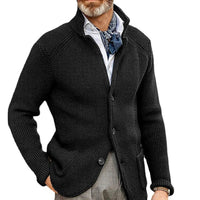 Levi | Men's Structured Stand Collar Cardigan with Side Pockets
