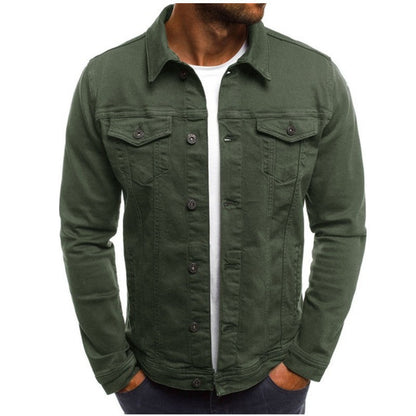 Men's classic button-up trucker jacket in green