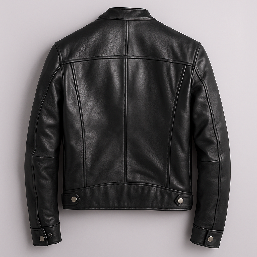 Men's faux leather zip-up jacket in green