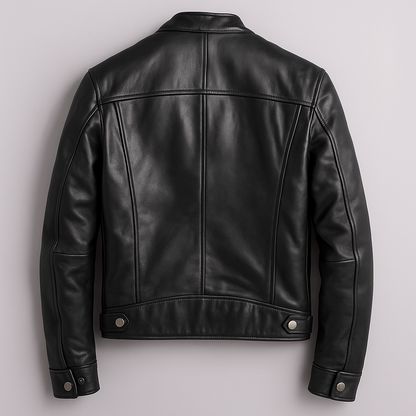 Men's faux leather zip-up jacket in green