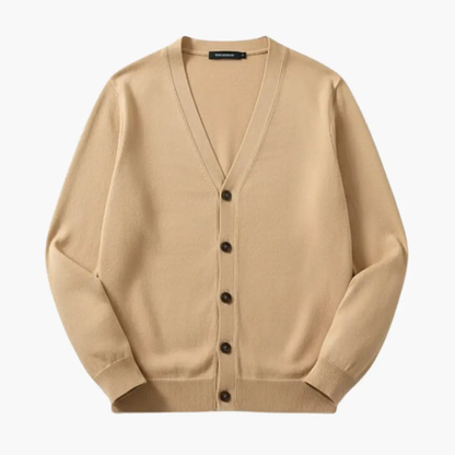 Men's v-neck button cardigan in khaki