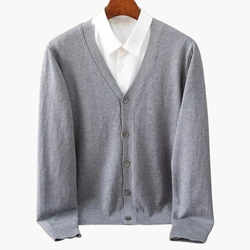 Men's v-neck button cardigan in gray