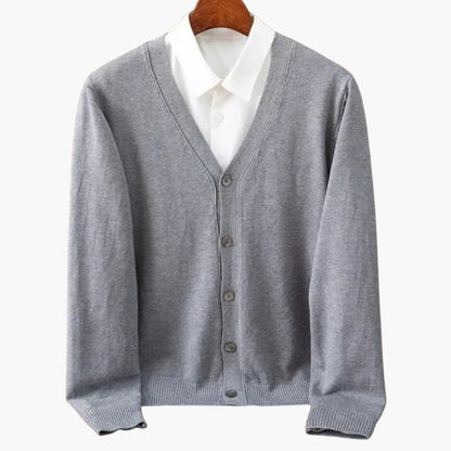 Men's v-neck button cardigan in gray