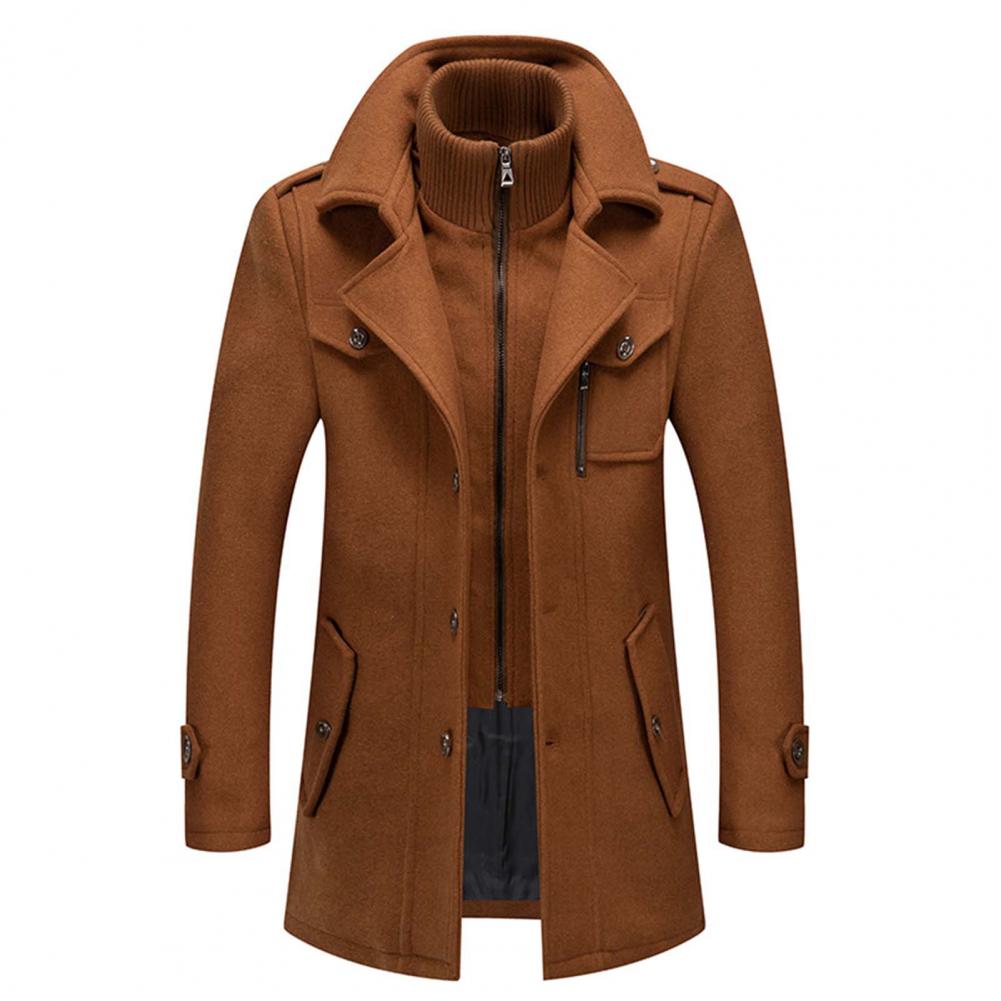 Men's zip-up winter coat in brown