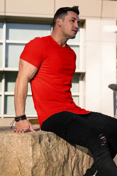 Men’s Deep Cut Essential T-Shirt – Stretch Breathable Comfortable Stylish Athletic Everyday Fit 5