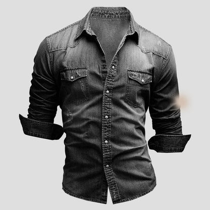 Men’s Denim Shirt – Slim Fit Long Sleeve Stylish Casual Classic Button Up Overshirt 2