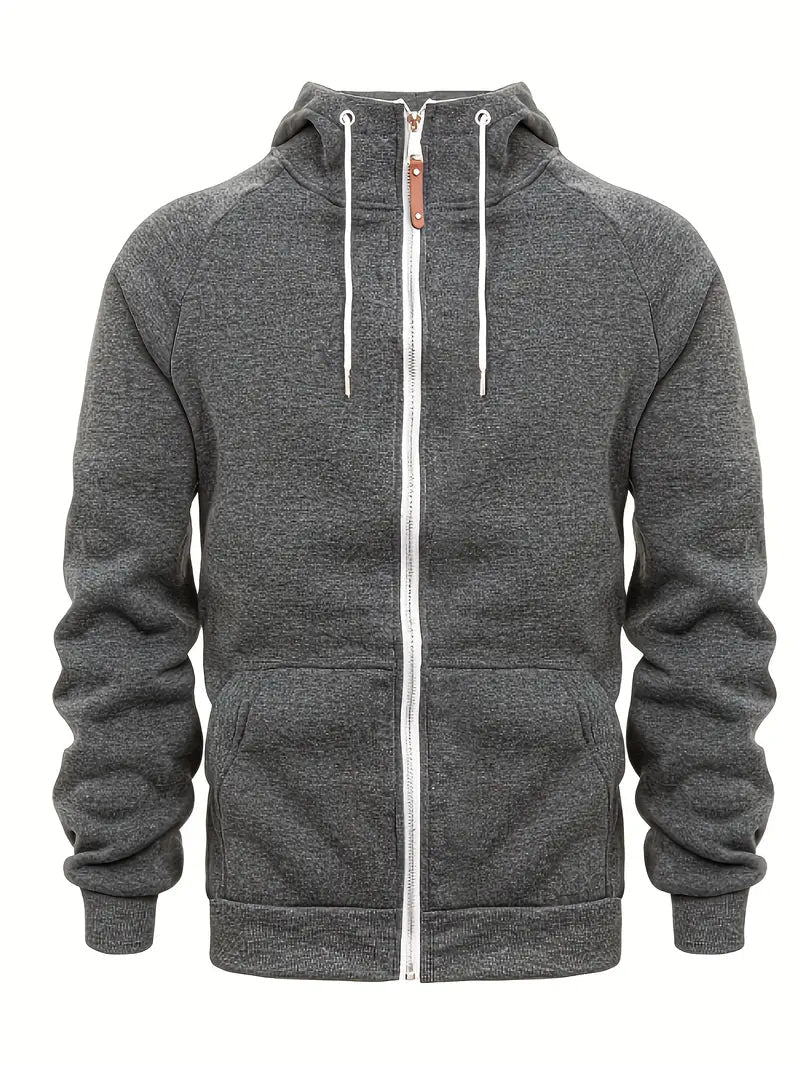Men's full-zip hooded sweatshirt in gray