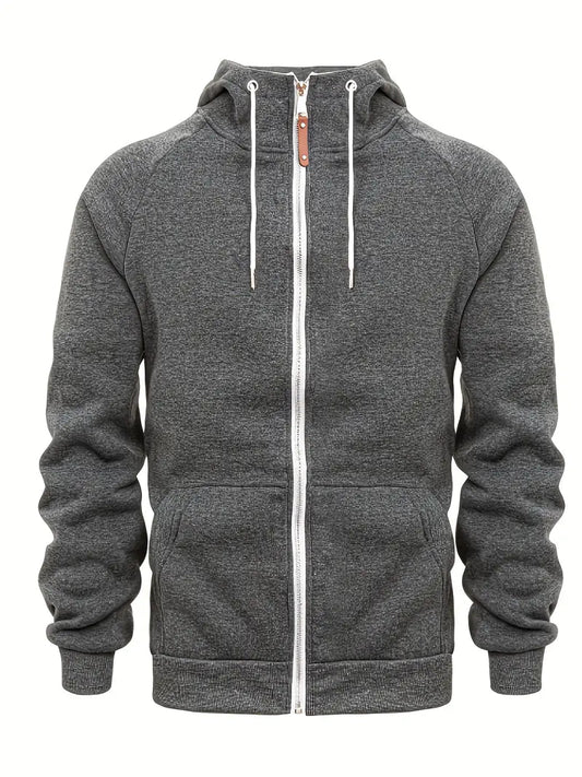 Men's full-zip hooded sweatshirt in gray
